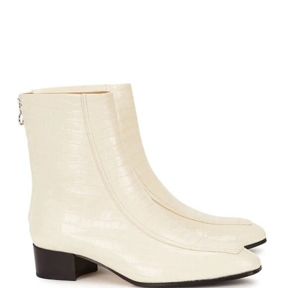 AEYDĒ Amelia Size 40 Crocodile-Effect Leather Ankle Boots $495 Value - Picture 2 of 12